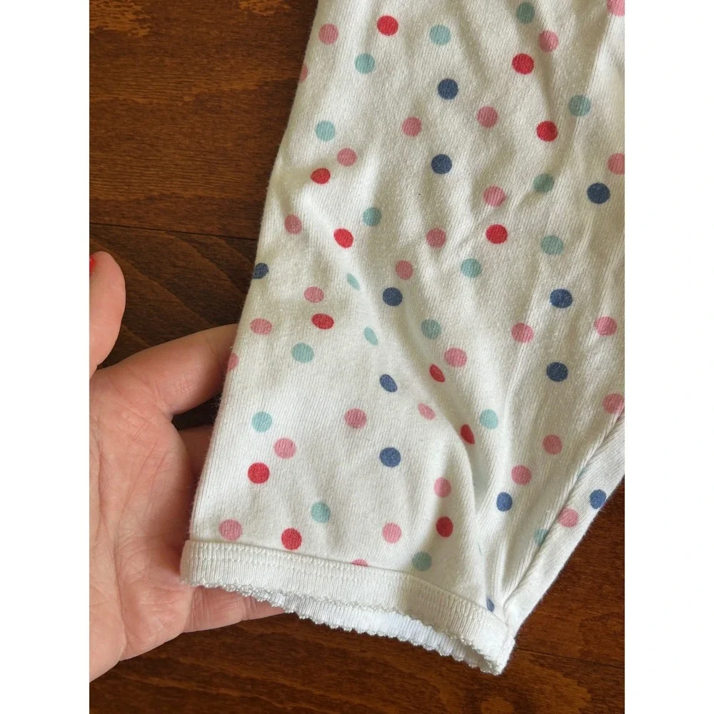 Mini Boden Kids Girls Polka Dot Pajama Set White Multi Color Cotton 2pc Size 4